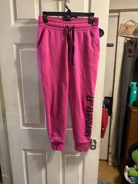PINK Victoria's Secret Bright Pink Jogger Sweatpants with Black Drawstring